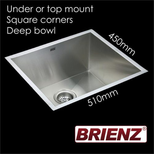 Stainless Steel Kitchen Sink - DEEP Single Bowl Square Corners - Under/Top Mount