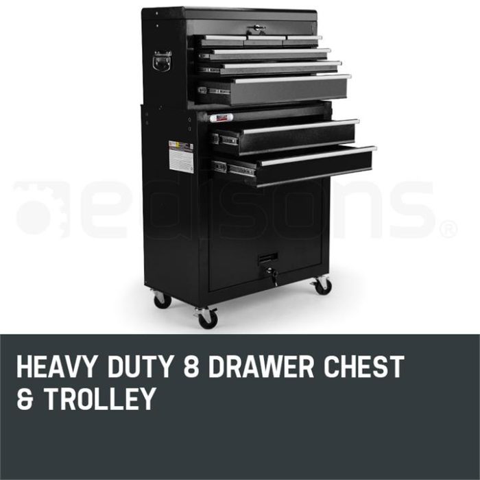BULLET 8 Drawer Tool Box Cabinet Chest Storage Toolbox Garage Organiser Set Black