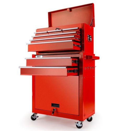 BULLET 8 Drawer Tool Box Cabinet Chest Storage Toolbox Garage Organiser Set Red