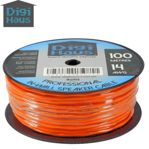 DigiHaus Home Theatre Premium In-Wall Speaker Cable - 2 Core 14AWG - 100m - Fire Rated