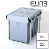 Domestique 40L Twin Slide Out Concealed Waste Bin - for a 450mm Cupboard