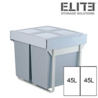 Domestique 90L Twin Slide Out Concealed Waste Bin - 600mm Cupboard - With Integrated Door Mount
