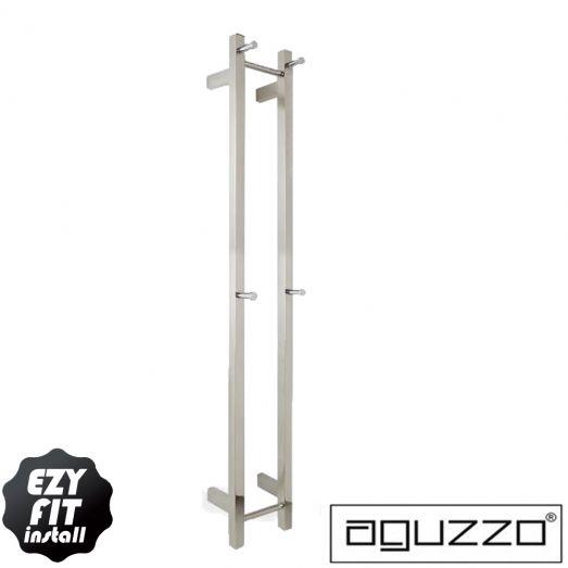 EZY FIT Heated Towel Rail - Double Vertical Square Tube - (200mm x H1400mm) - Brushed Nickel
