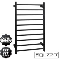EZY FIT Heated Towel Rail - Round Tube - Dual Wired - (W600mm x H920mm) - Matte Black