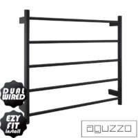 EZY FIT Heated Towel Rail - Round Tube - Dual Wired - (W750mm x H700mm) - Matte Black