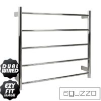 EZY FIT Heated Towel Rail - Round Tube - Dual Wired - (W750mm x H700mm) - Polished SS