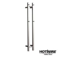 Hotwire - Heated Towel Rail - Double Vertical Square Bar (W180mm x H1200mm) - Polished Stainless Steel