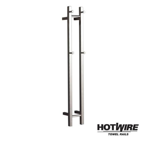 Hotwire - Heated Towel Rail - Double Vertical Square Bar (W180mm x H1200mm) - Polished Stainless Steel