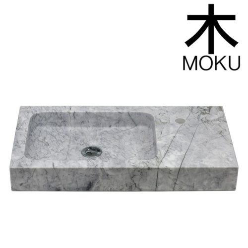 Moku Greece White Marble Bathroom Basin - Rectangle - 675mm x 360mm