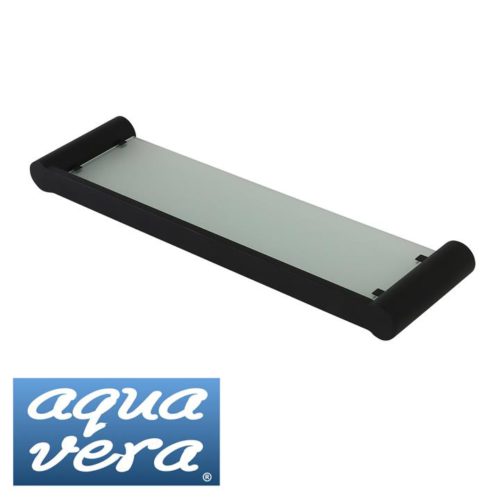 Pearl Glass Shelf with Stainless Steel Frame - Matte Black