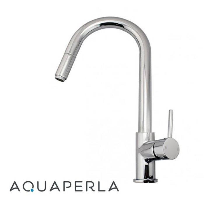 Round Chrome Pull Out Kitchen Sink Mixer Tap