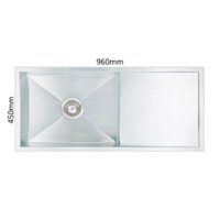 Stainless Steel Kitchen Sink - 960mm Single Bowl with Drainer