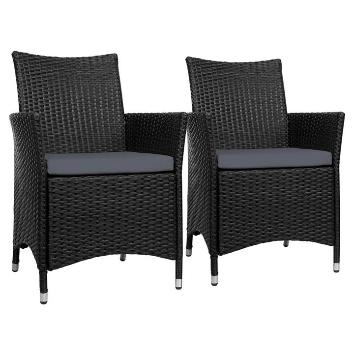 Set Of 2 Outdoor Bistro Chairs Patio Furniture Dining Wicker Garden Cushion Gardeon By Kings Warehouse Oz Toolbox - Outdoor Furniture Perth Warehouse